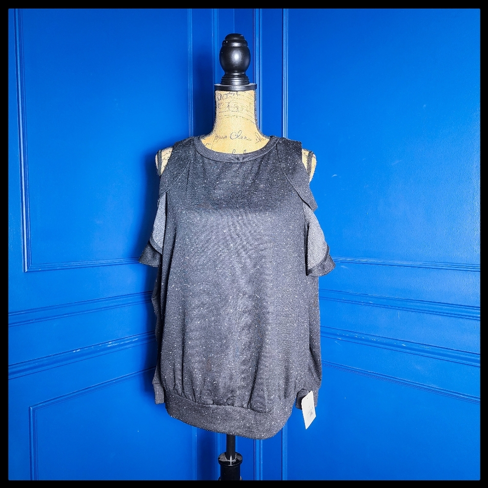 Isabel Maternity Cold Shoulder Speckled Sweater XS